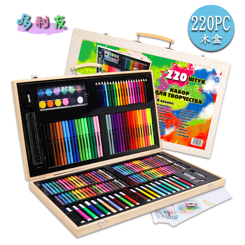 SET DE ARTES 220PCS CAJA MADERA