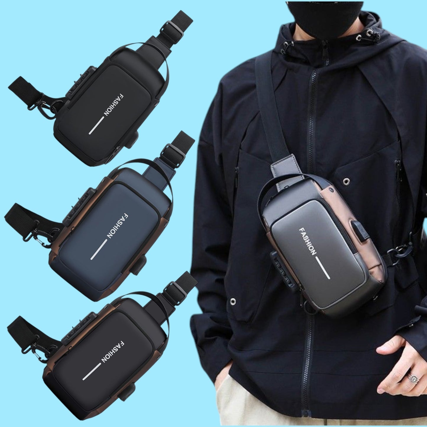BOLSO CRUZADO IMPERMEABLE CANDADO