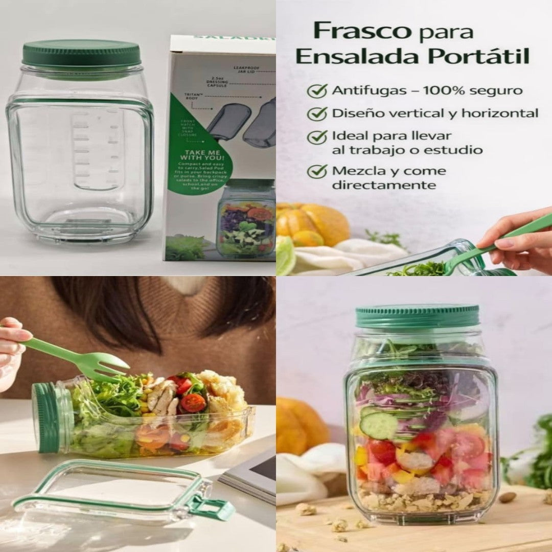 FRASCO DE ENSALADA CON COMPARTIMENTO 19CM