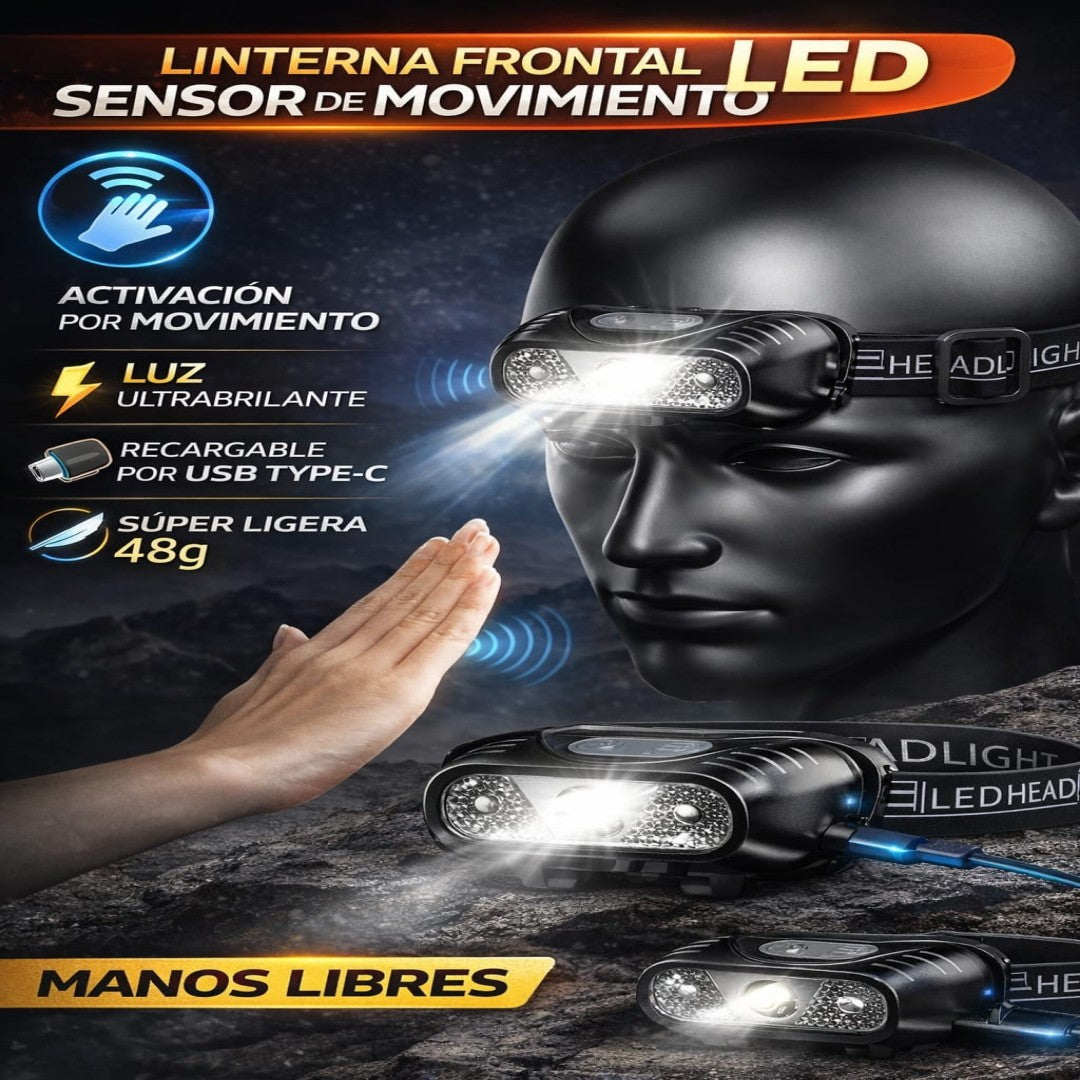 FOCO LED CON SENSOR LINGA PARA CABEZA