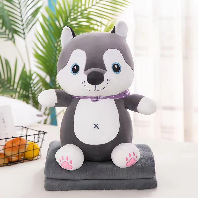 COBIJA ALMOHADA HUSKY GRIS