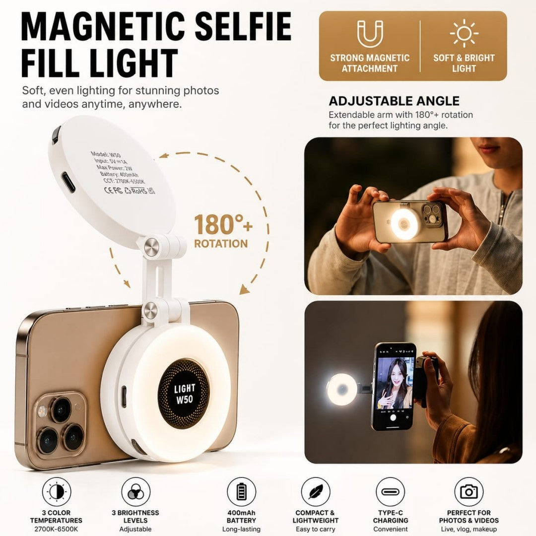 LUZ SELFIE MAGNETICA W50 BLANCA
