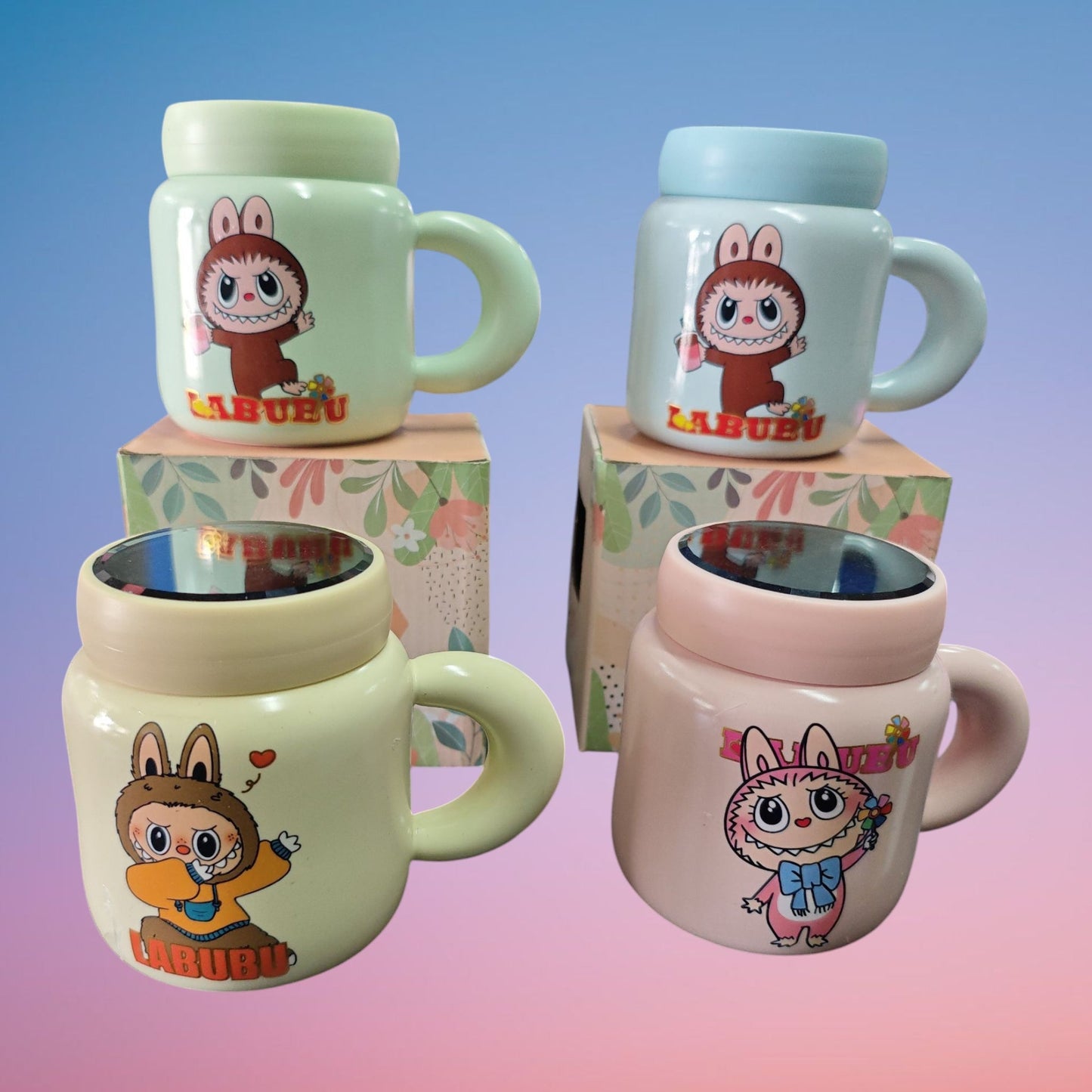 JARRA CERAMICA C\TAPA ESPEJO LABUBU