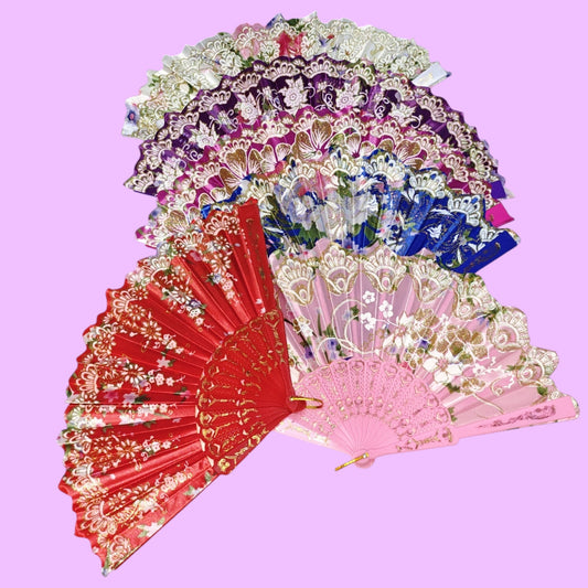 ABANICO MANO CON DISENO FLOR