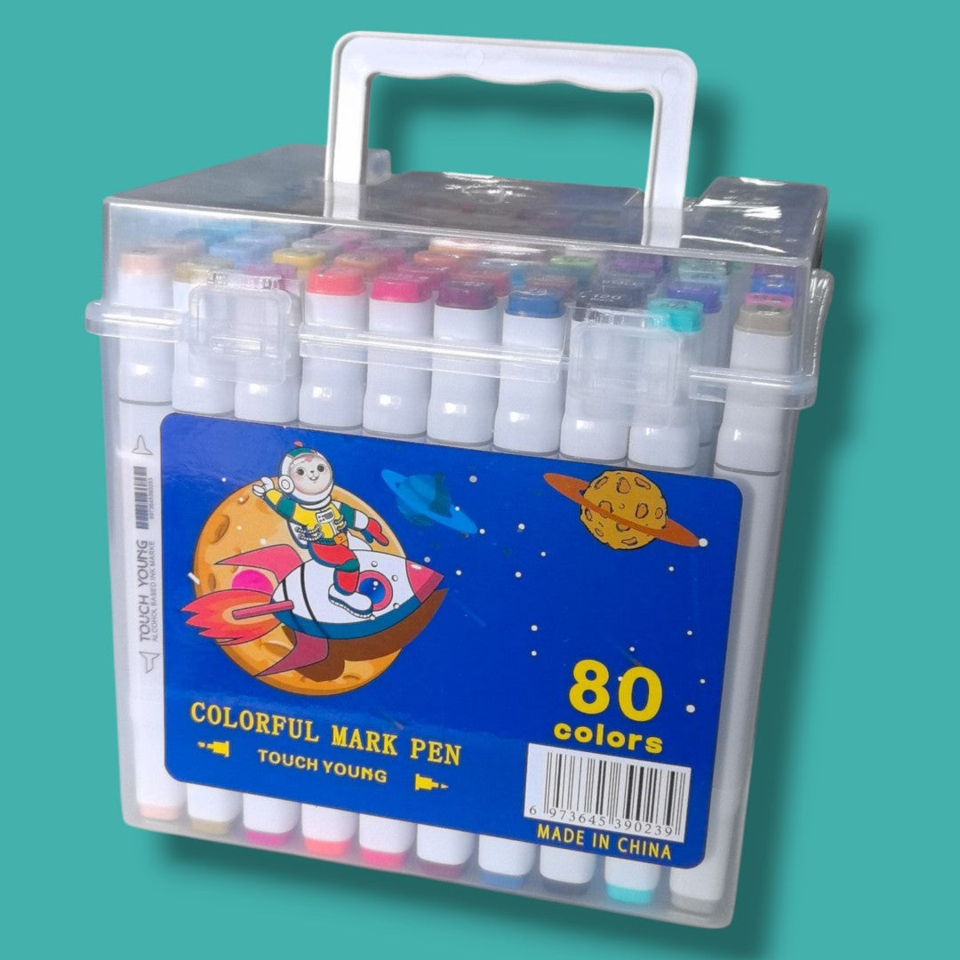 MARCADORES 2 PUNTA 80 COLOR CAJA PVC