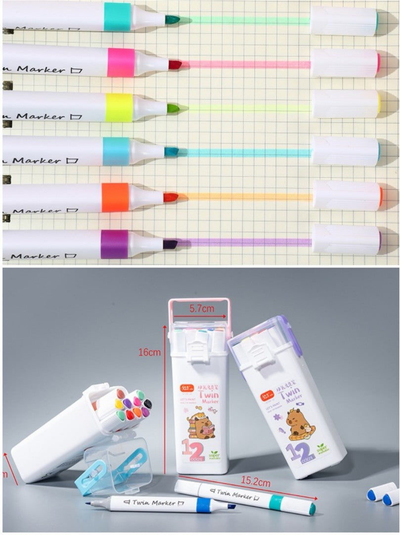 MARCADORES DOBLE PUNTA 12PCS WD588-12