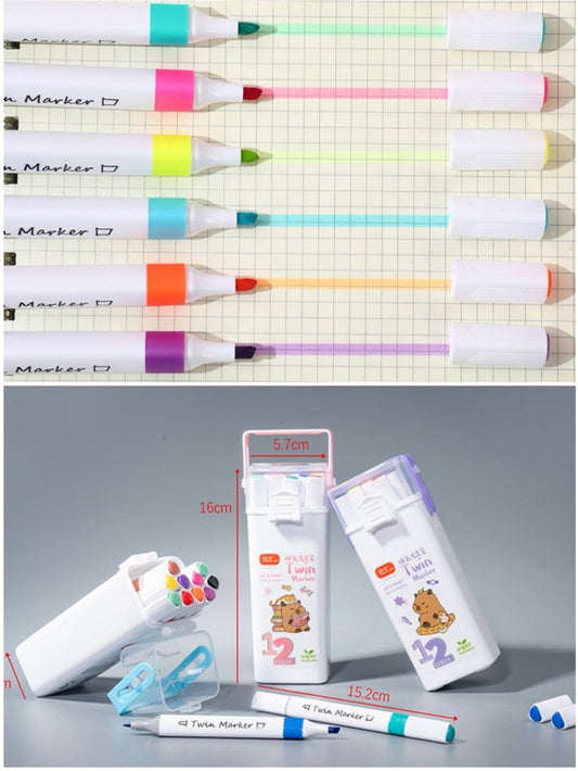 MARCADORES DOBLE PUNTA 12PCS WD588-12