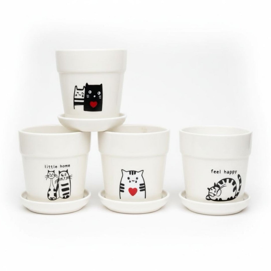 MACETA CERAMICA DISENO GATO