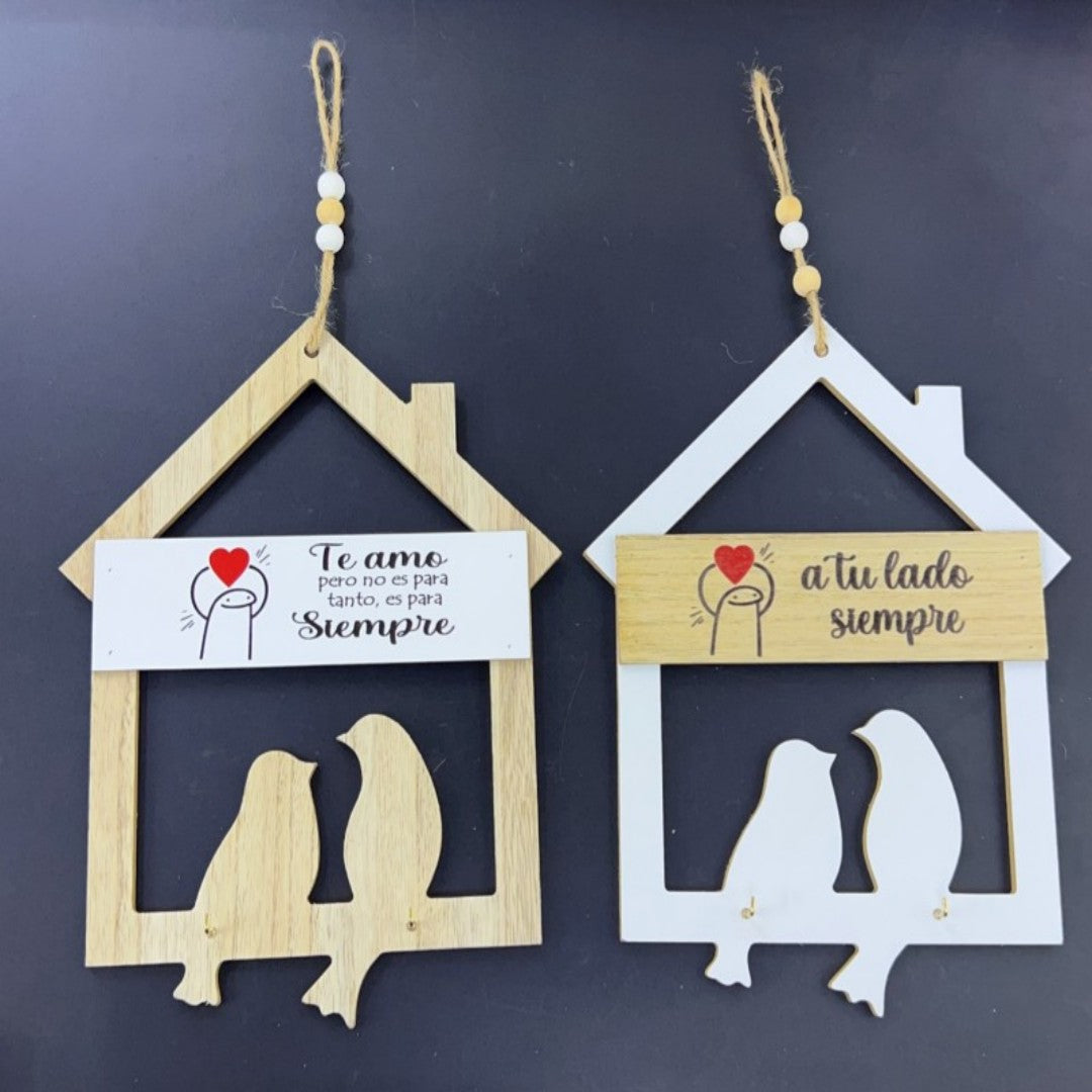 ADORNO COLGANTE DE MADERA PAJARO