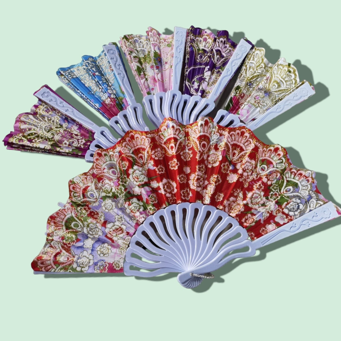 ABANICO MANO FLOR ESCARCHA