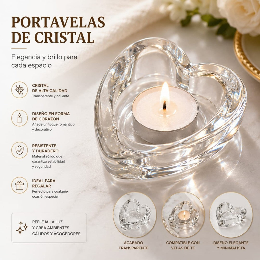 CANDELABRO VIDRIO CORAZON