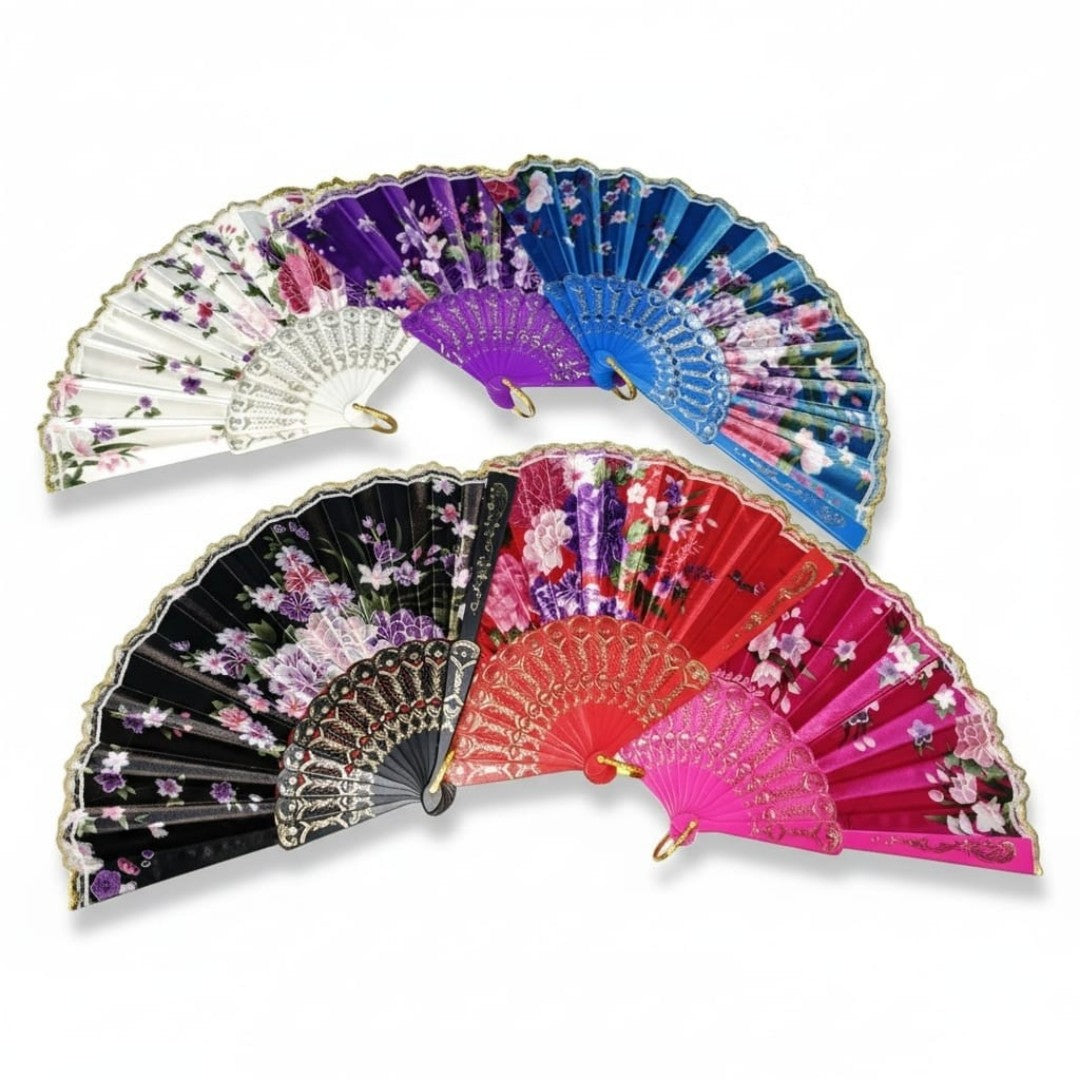 ABANICO MANO NEGRO DORADO