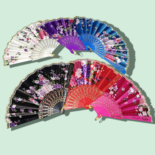 ABANICO MANO NEGRO DORADO