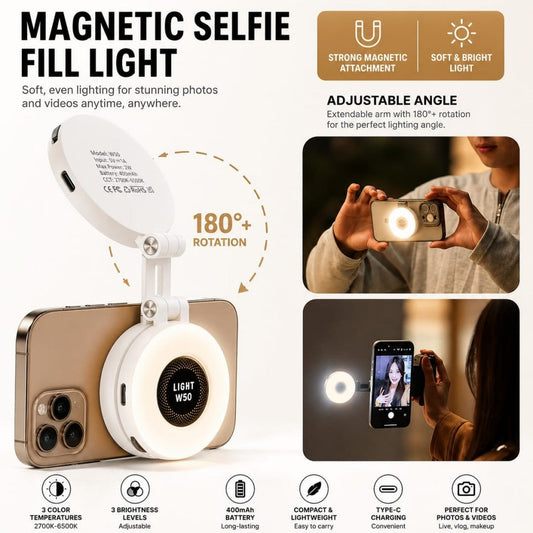 LUZ SELFIE MAGNETICA W50 BLANCA