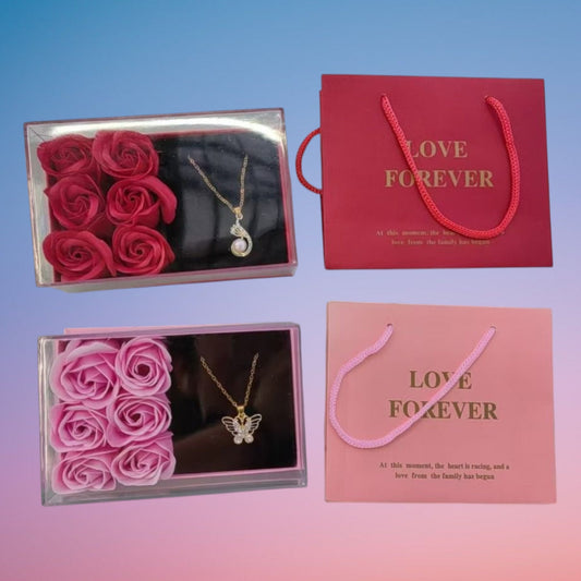SET REGALO COLLAR+ROSA
