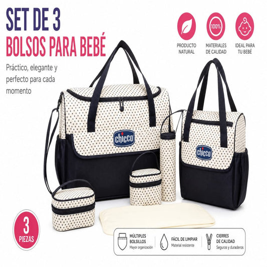 SET BOLSO PANALERA PARA BEBE 3PCS