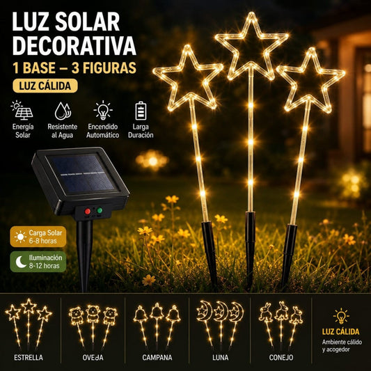 LUZ NAVIDAD PARA JARDIN SOLAR 3PCS CALIDO