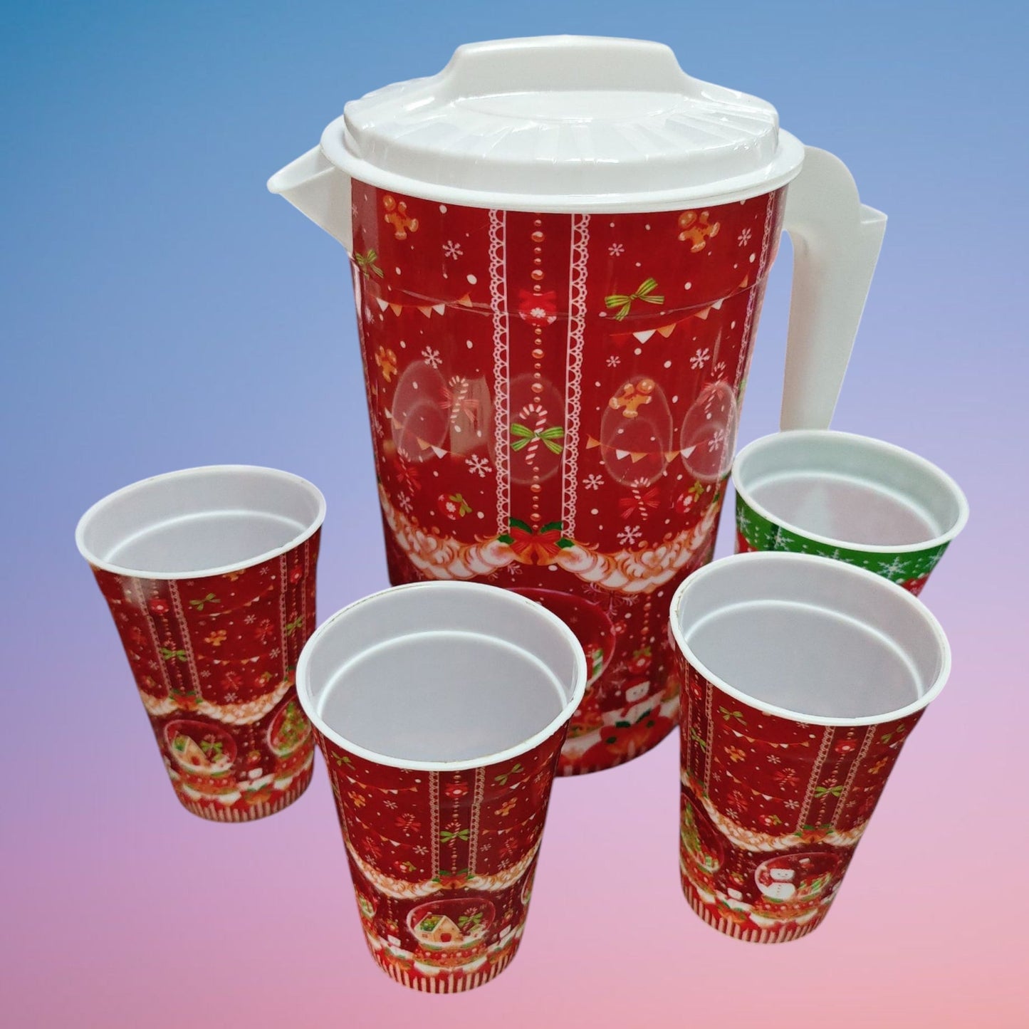PICHEL CON 4 VASO NAVIDAD 0125