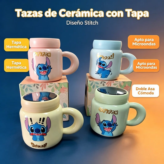 JARRA CERAMICA C\TAPA ESPEJO STITCH