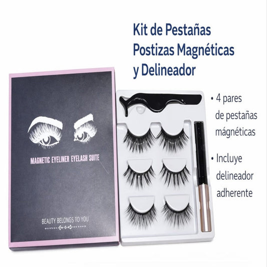 Pestañas postizas y delineador líquido