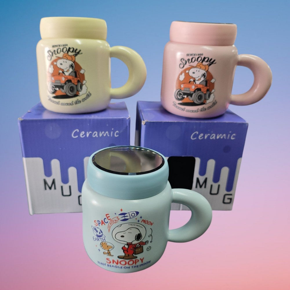 JARRA CERAMICA C\TAPA ESPEJO SNOPY