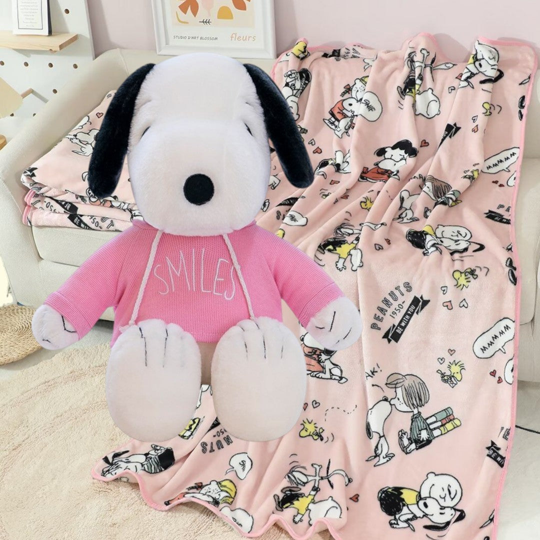 COBIJA ALMOHADA SNOOPY ROSADO