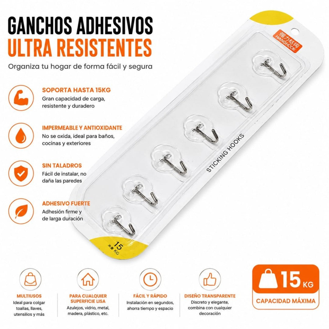 VENTOSA 6 GANCHOS TRANSPALENTE