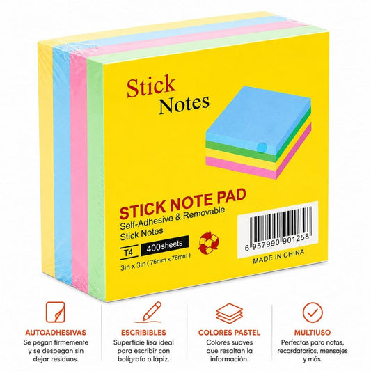 BLOC DE NOTAS ADHESIVA 76MM*76MM 400H
