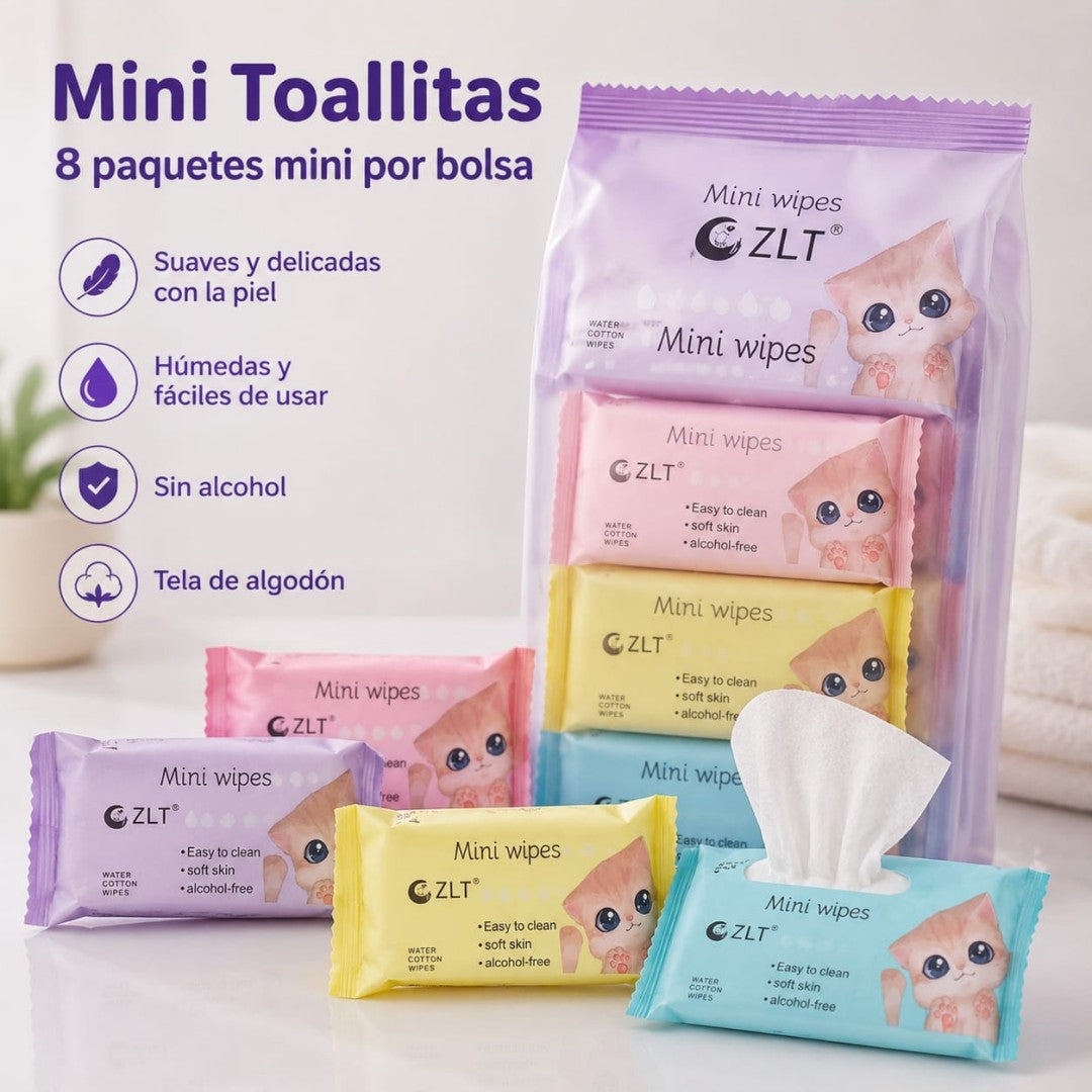 MINI TOALLA HUMEDA GATO 8PAQUETE ZLT