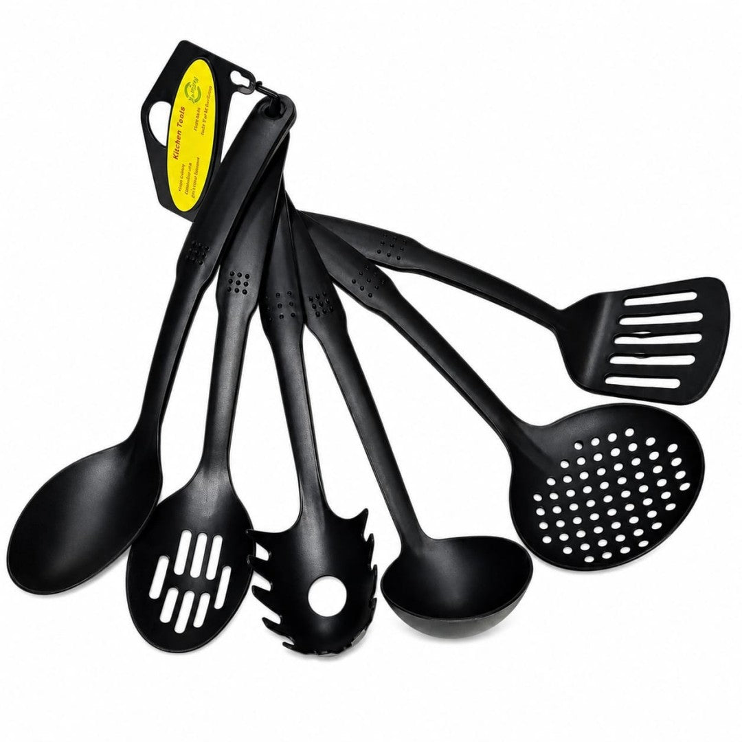 JUEGO DE ESPATULA CUCHARA NEGRO 6PCS JH-17