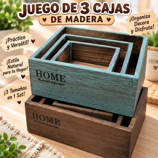 SET CAJAS DE MADERA 3PCS TBT-1