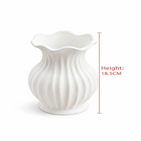 FLORERO CERAMICA BLANCO 18CM SDTC-57