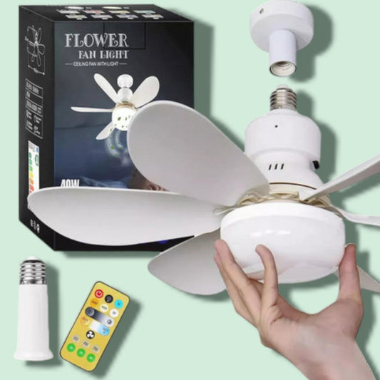 VENTILADOR LAMPARA TECHO 5 ALAS BLANCO