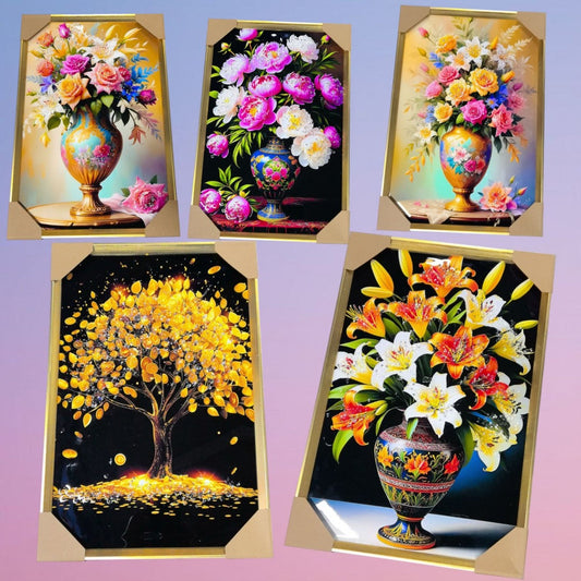 CUADRO CON DIAMANTE 40*60 FLOR