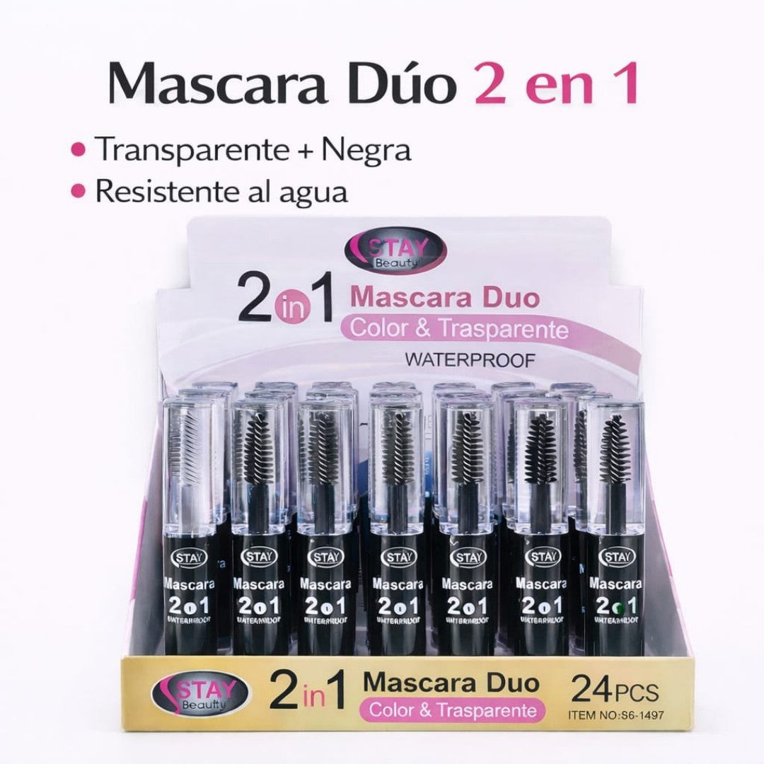 MASCARA DE PESTANAS TRANSPARENTE Y NEGRO 2EN1 S6-1497