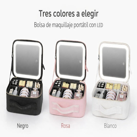 BOLSO MAQUILLAJE CON ESPEJO LED 500A
