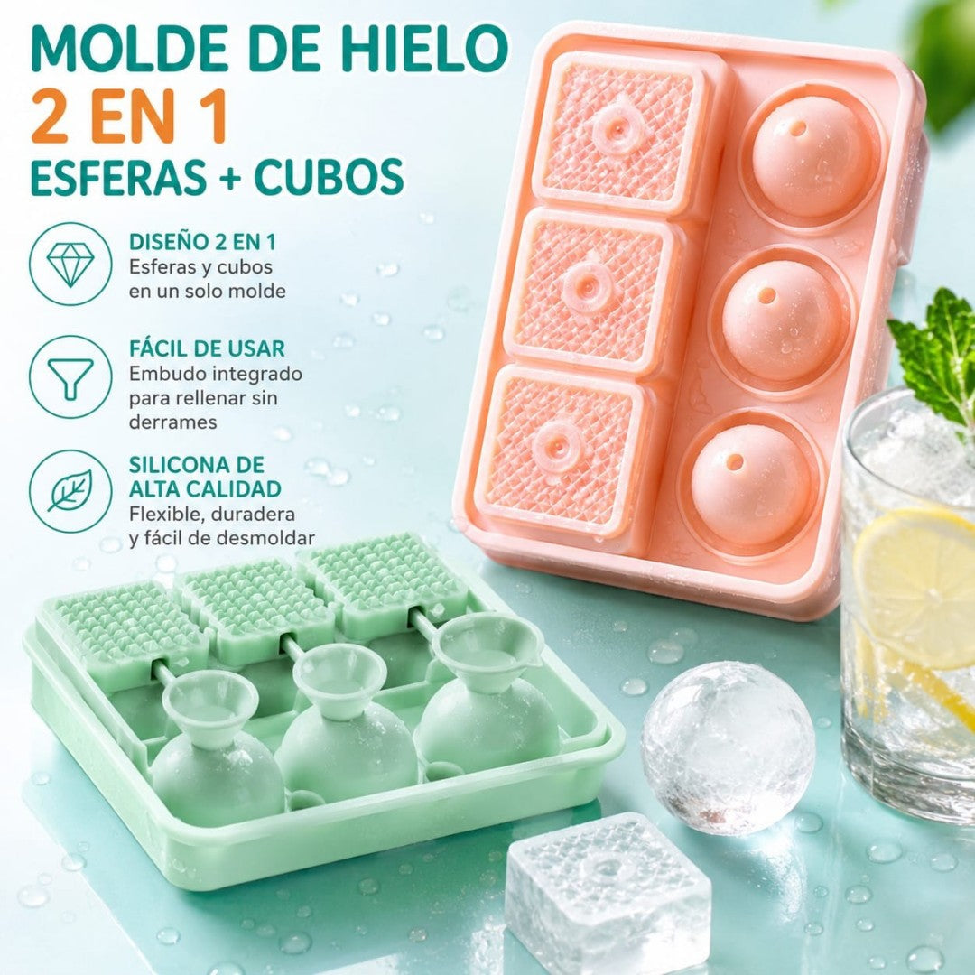 MOLDE HIELO DE ESFERAS Y CUBOS