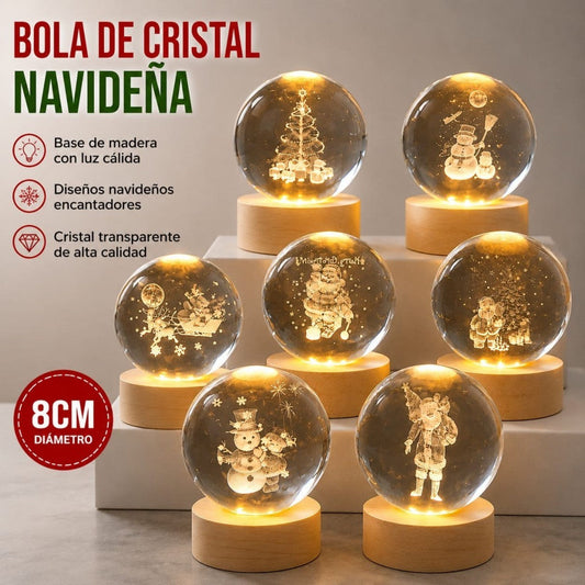 BOLA DE CRISTAL 8CM CON LUZ NAVID
