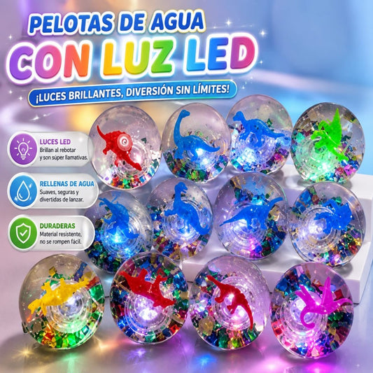 BOLAS AGUA LUZ 6.5CM DINOSAURIO