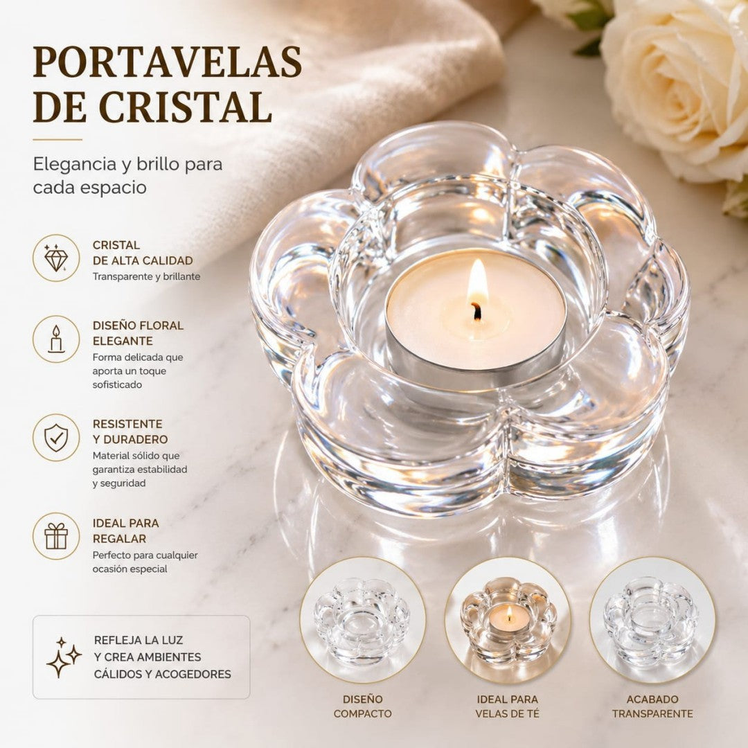 CANDELABRO VIDRIO FLOR