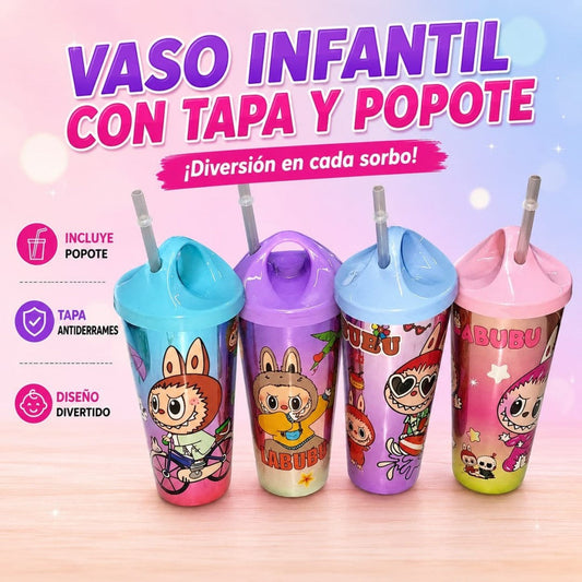 VASOS CON PAJILLA LABUBU AGARRADERA