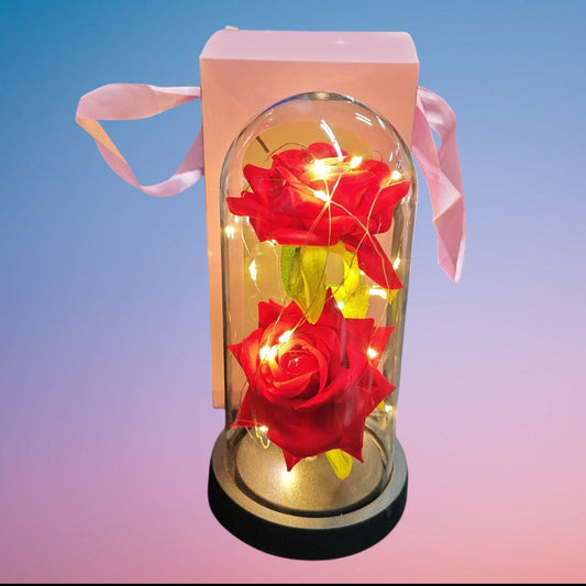 ROSA FRASCO CON LUZ LOVE 2 RAMA
